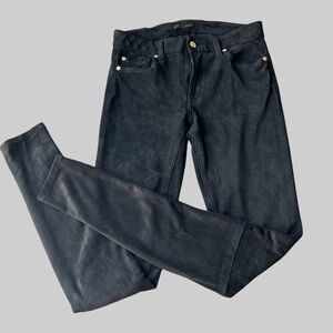 7 For All Mankind Gwenevere  Faux Suede Ankle Jeans in Black